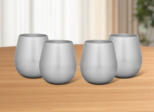Juego de cuatro copas de vino multiusos sin tallo de acrílico plateado