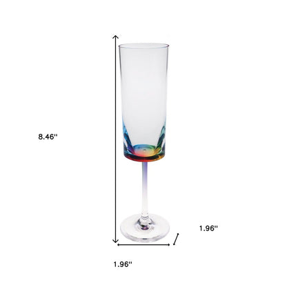 Set of Four Rainbow Geometric Acrylic Stemmed Flutes