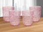Juego de cuatro vasos de whisky sin tallo de acrílico con estampado paisley rosa