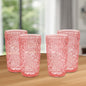 Juego de cuatro vasos altos sin tallo de acrílico con estampado paisley rosa