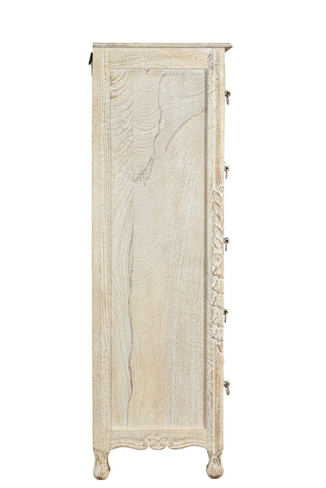Cómoda de madera maciza blanca de 35" con seis cajones