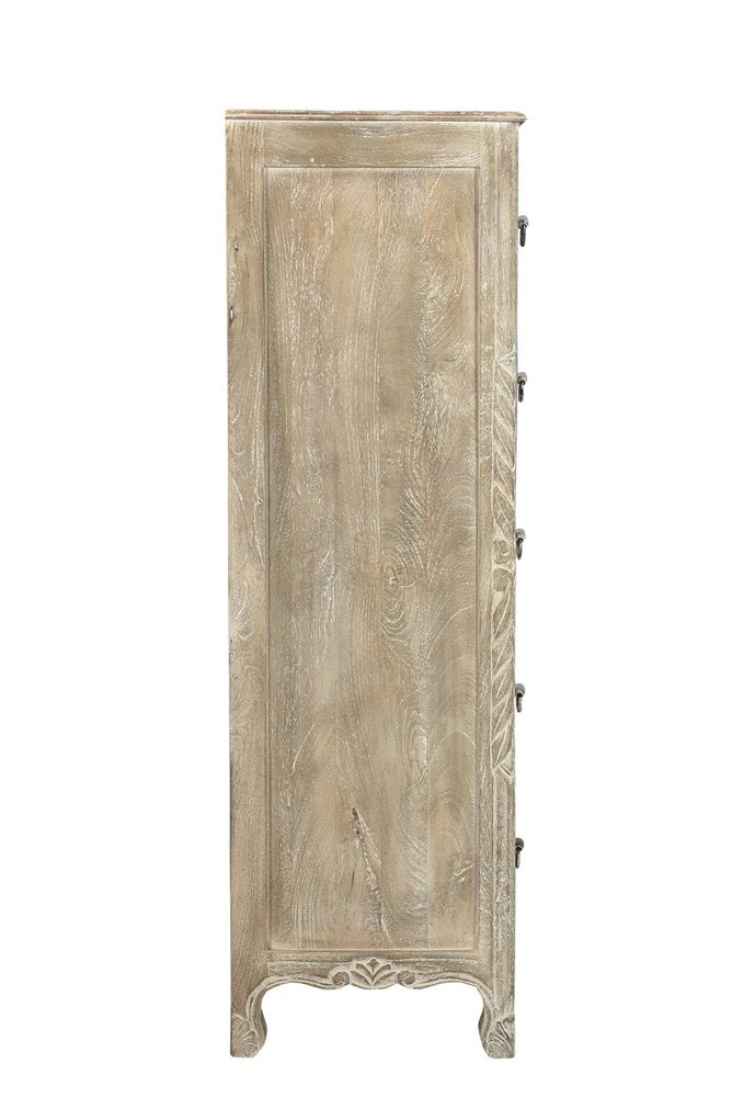Cómoda de madera maciza blanca de 35" con seis cajones