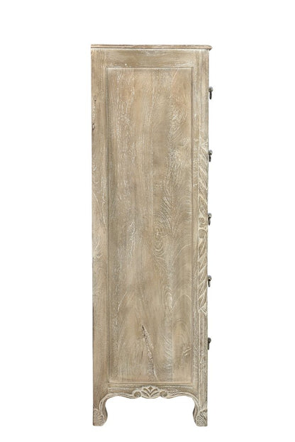 Cómoda de madera maciza blanca de 35" con seis cajones