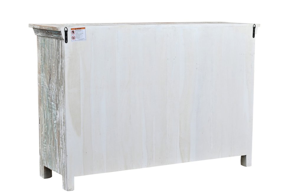 Cómoda doble de seis cajones de madera maciza blanca de 60"