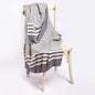 59" X 71" Blue and White Cotton Plain Weave Striped Throw Blanket with Tassels