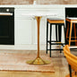 32" White and Gold Rounded Marble and Metal Bar Table
