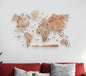 35" X 59" Wood Brown Wood World Map Hanging Dimensional Sculpture