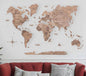 47" X 79" Wood Brown Wood World Map Hanging Dimensional Sculpture