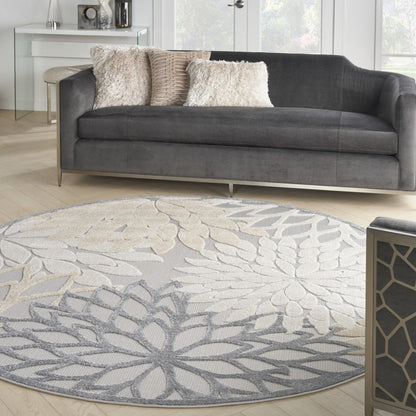 10' Gray and Ivory Indoor Outdoor Area Rug