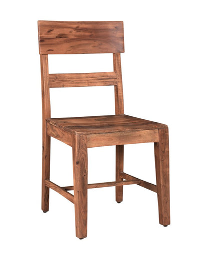 Set of Two Brown Wood Ladder Back Dining Side Chairs