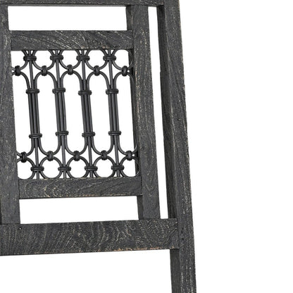Set of Two Black Wood Slat Back Dining Side Chairs