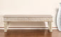 58" White Floral Distressed Solid Wood Dining Bench