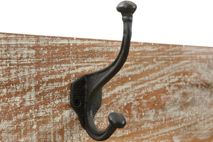Perchero independiente de 180 cm con cuatro ganchos de madera maciza y metal negro y marrón