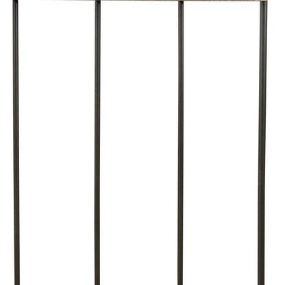 Perchero independiente de 180 cm con cuatro ganchos de madera maciza y metal negro y marrón