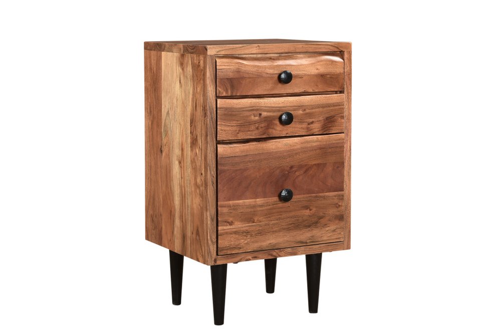30" Brown Solid Wood Three Drawers Filing Cabinet