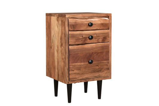 30" Brown Solid Wood Three Drawers Filing Cabinet