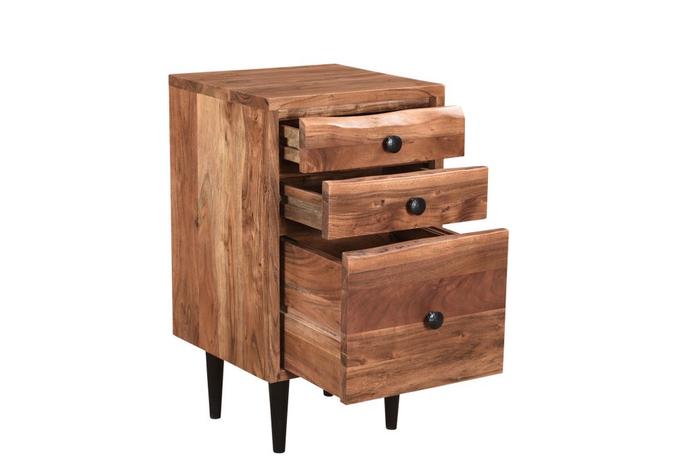 30" Brown Solid Wood Three Drawers Filing Cabinet