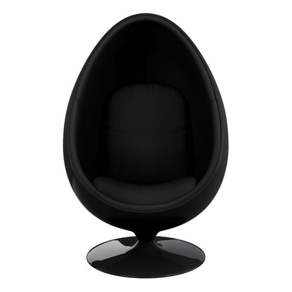 35" Black Fiberglass And Wool Swivel Egg Chair