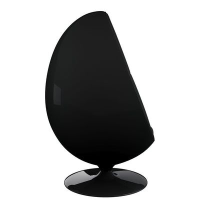 35" Black Fiberglass And Wool Swivel Egg Chair