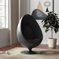 35" Black Fiberglass And Wool Swivel Egg Chair