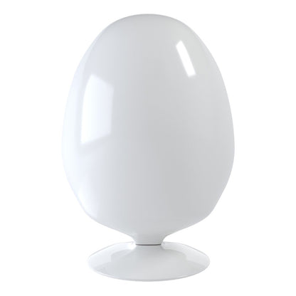 38" White And Red Fiberglass And Wool Swivel Egg Chair With Ottoman
