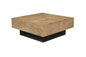 40" Brown and Black Solid Wood Square Block Coffee Table