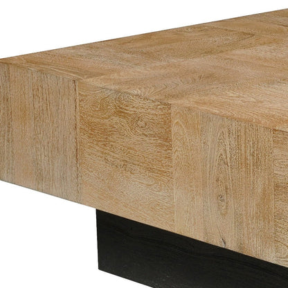 40" Brown and Black Solid Wood Square Block Coffee Table