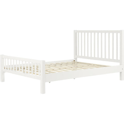 White Slat Back Solid Wood Queen Bed Frame