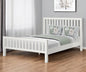 White Slat Back Solid Wood Queen Bed Frame