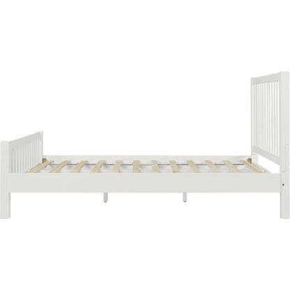 White Slat Back Solid Wood Queen Bed Frame