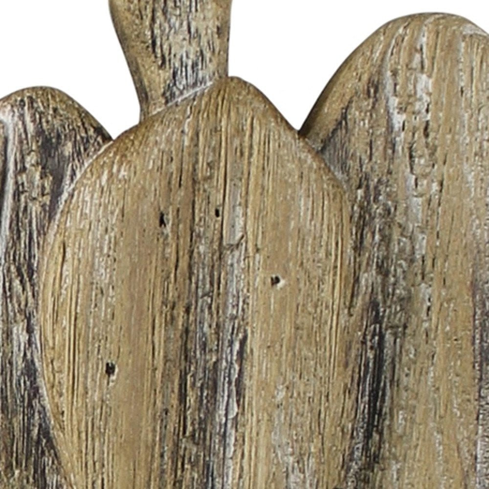 Set of Two Natural Solid Wood Angel Christmas Tabletop Sculpture