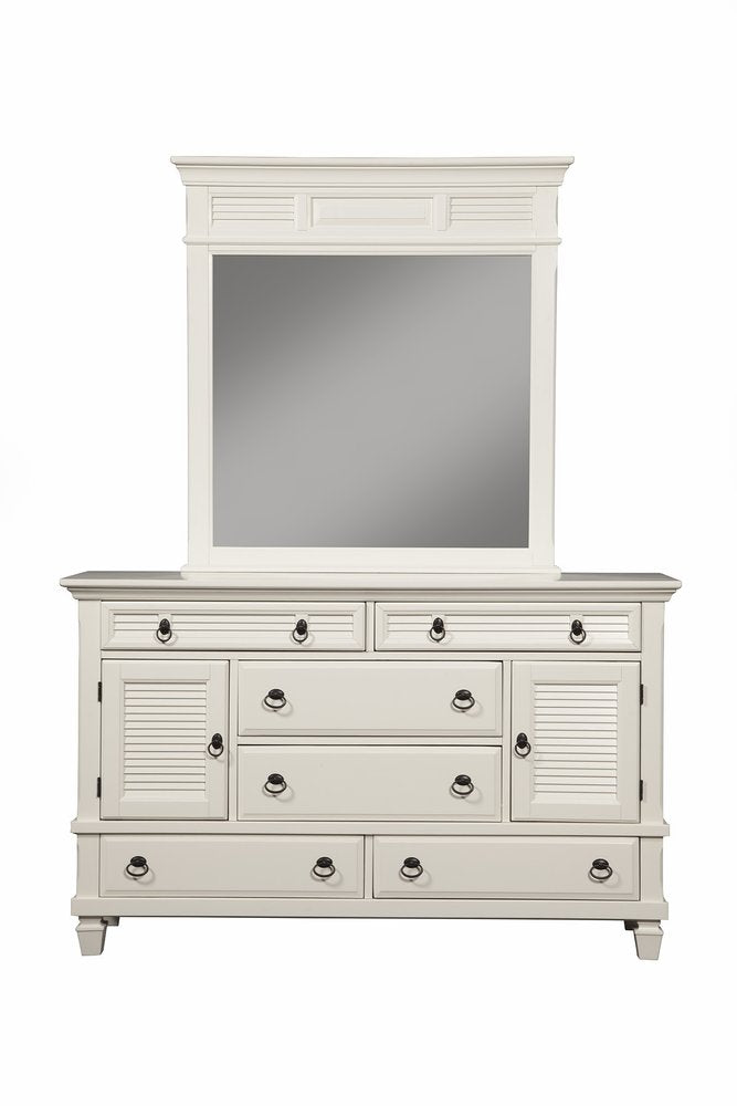 Cómoda doble de seis cajones de madera maciza blanca de 62"