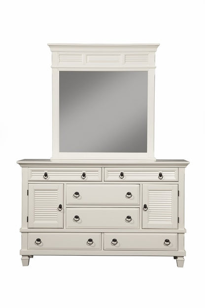 Cómoda doble de seis cajones de madera maciza blanca de 62"