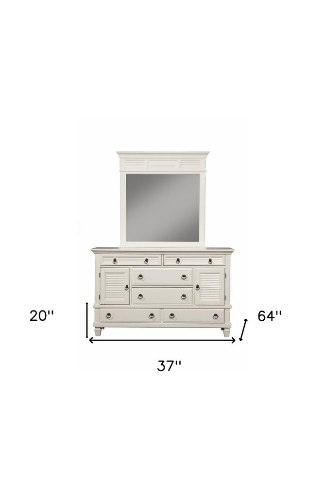 Cómoda doble de seis cajones de madera maciza blanca de 62"