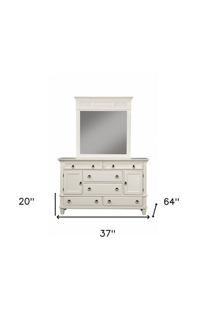 Cómoda doble de seis cajones de madera maciza blanca de 62"