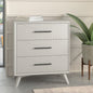 34" White Carved Geometric Solid Wood Three Drawer Dresser