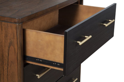 Cómoda de tres cajones de madera maciza marrón y negra de 33"