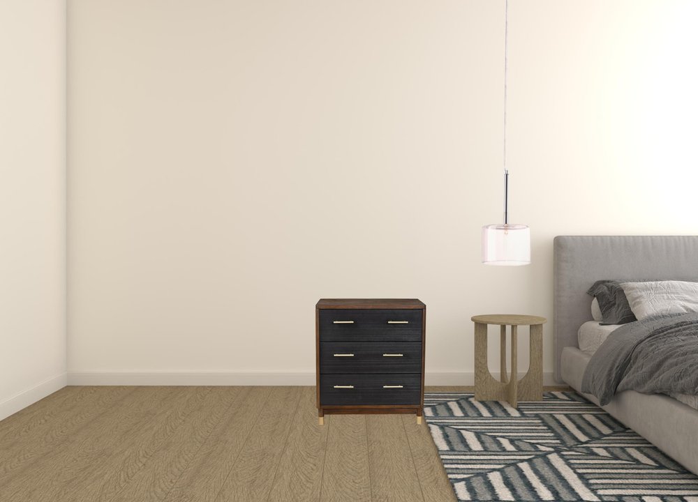 Cómoda de tres cajones de madera maciza marrón y negra de 33"