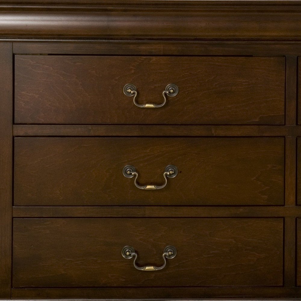 Cómoda doble de seis cajones de madera maciza marrón de 60"