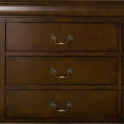 Cómoda doble de seis cajones de madera maciza marrón de 60"