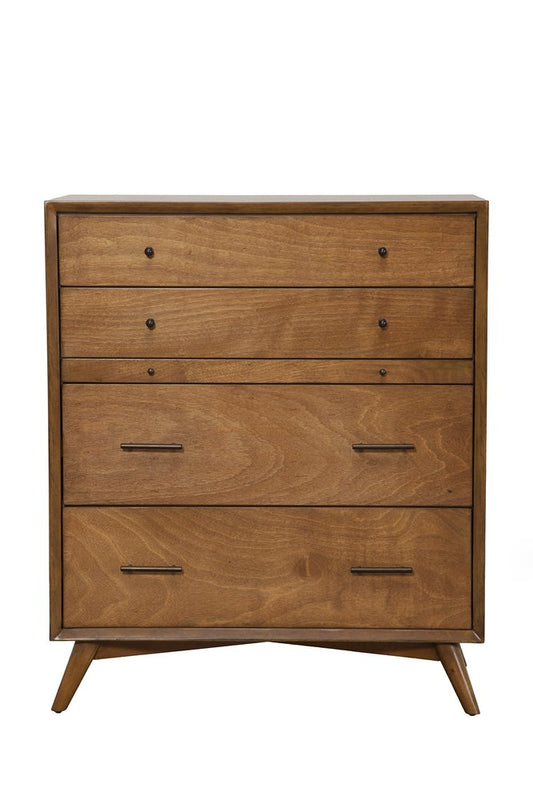 Cómoda de cuatro cajones de madera maciza marrón de 38"