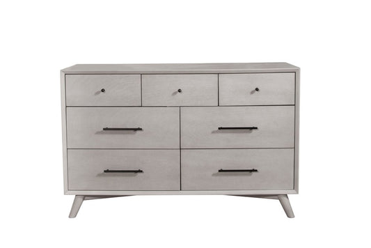 Cómoda doble de siete cajones de madera maciza gris de 59"