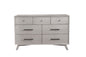 Cómoda doble de siete cajones de madera maciza gris de 59"