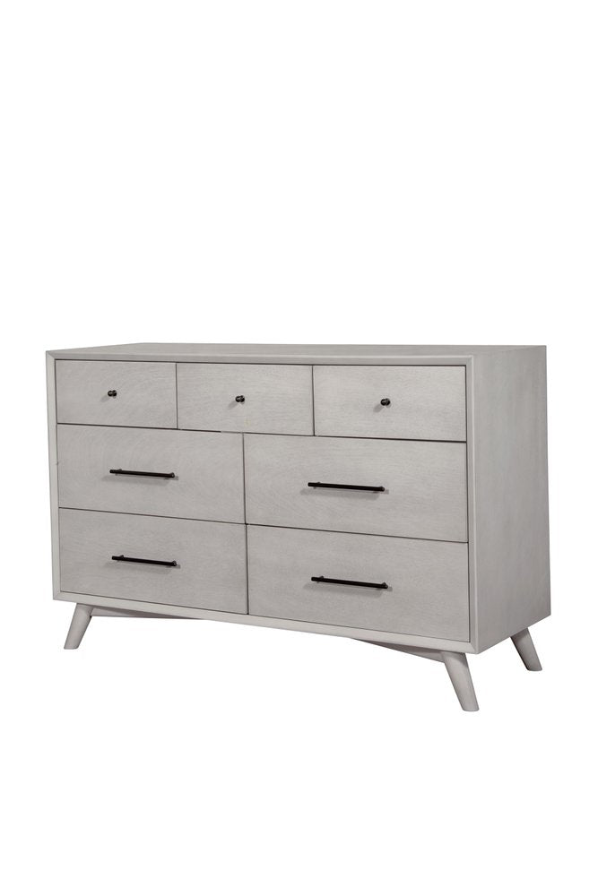 Cómoda doble de siete cajones de madera maciza gris de 59"
