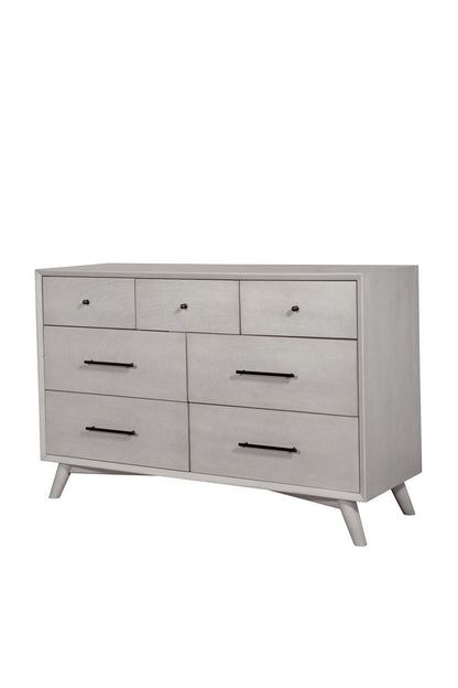 Cómoda doble de siete cajones de madera maciza gris de 59"