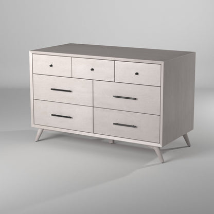 Cómoda doble de siete cajones de madera maciza gris de 59"