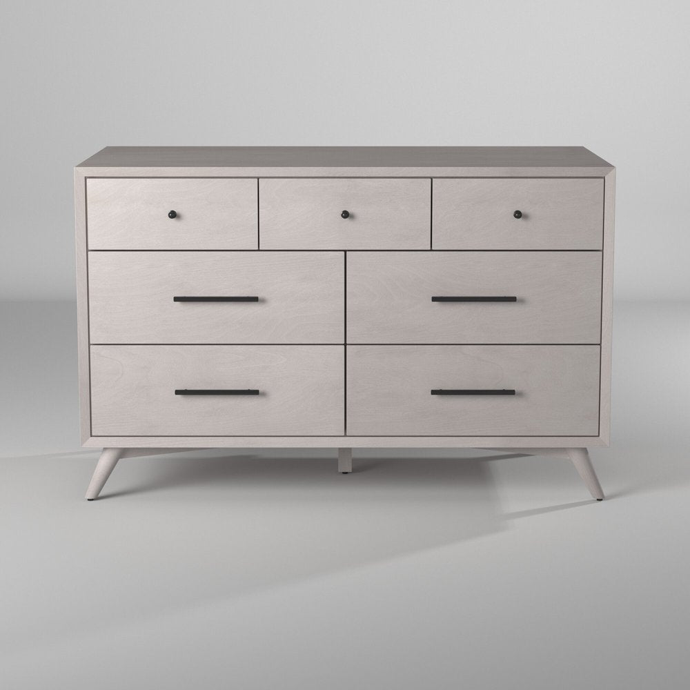 Cómoda doble de siete cajones de madera maciza gris de 59"