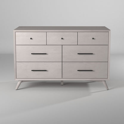 Cómoda doble de siete cajones de madera maciza gris de 59"