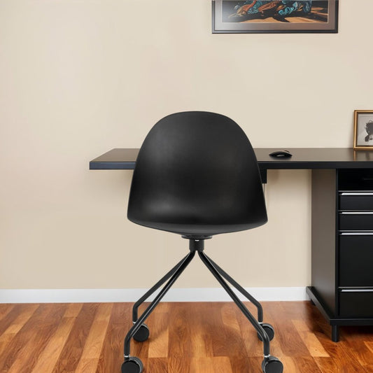 Black Steel and Heavy Duty Plastic Swivel Rolling Conference Office Chair