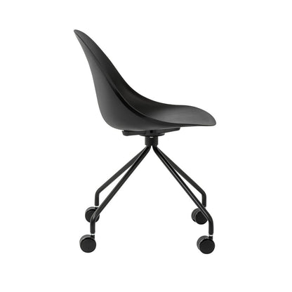 Black Steel and Heavy Duty Plastic Swivel Rolling Conference Office Chair